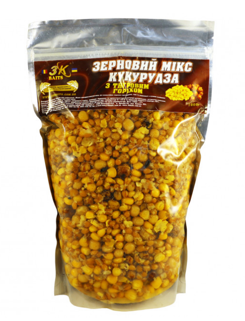 

Прикорм 3KBaits Зерновой микс Кукуруза с тигровым орехом 1000гр