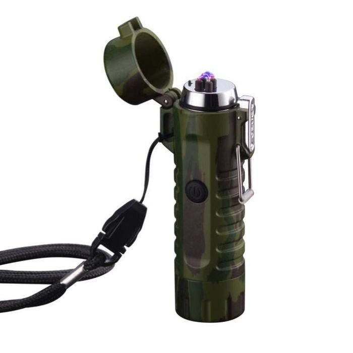 

Водонепроницаемая USB зажигалка с фонариком, со встроенным аккумулятором, электроимпульсная 2 дуги, Разные цвета