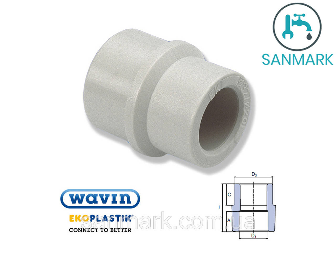 

МУФТА WAVIN EKOPLASTIK 25Х20 (ВНУТРЕННЯЯ РЕЗЬБА) SRE12520XX
