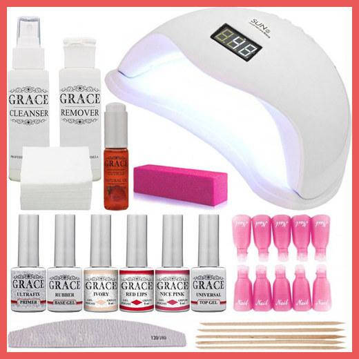 

Набор для покрытия ногтей гель-лаком Профи + лампа SUN 5 UV/LED 48W White