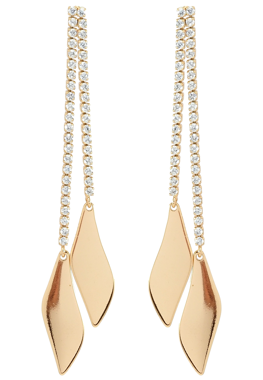 

Серьги Xuping Позолота 18K гвоздики (пусеты) "Листики на кристальных цепочках"