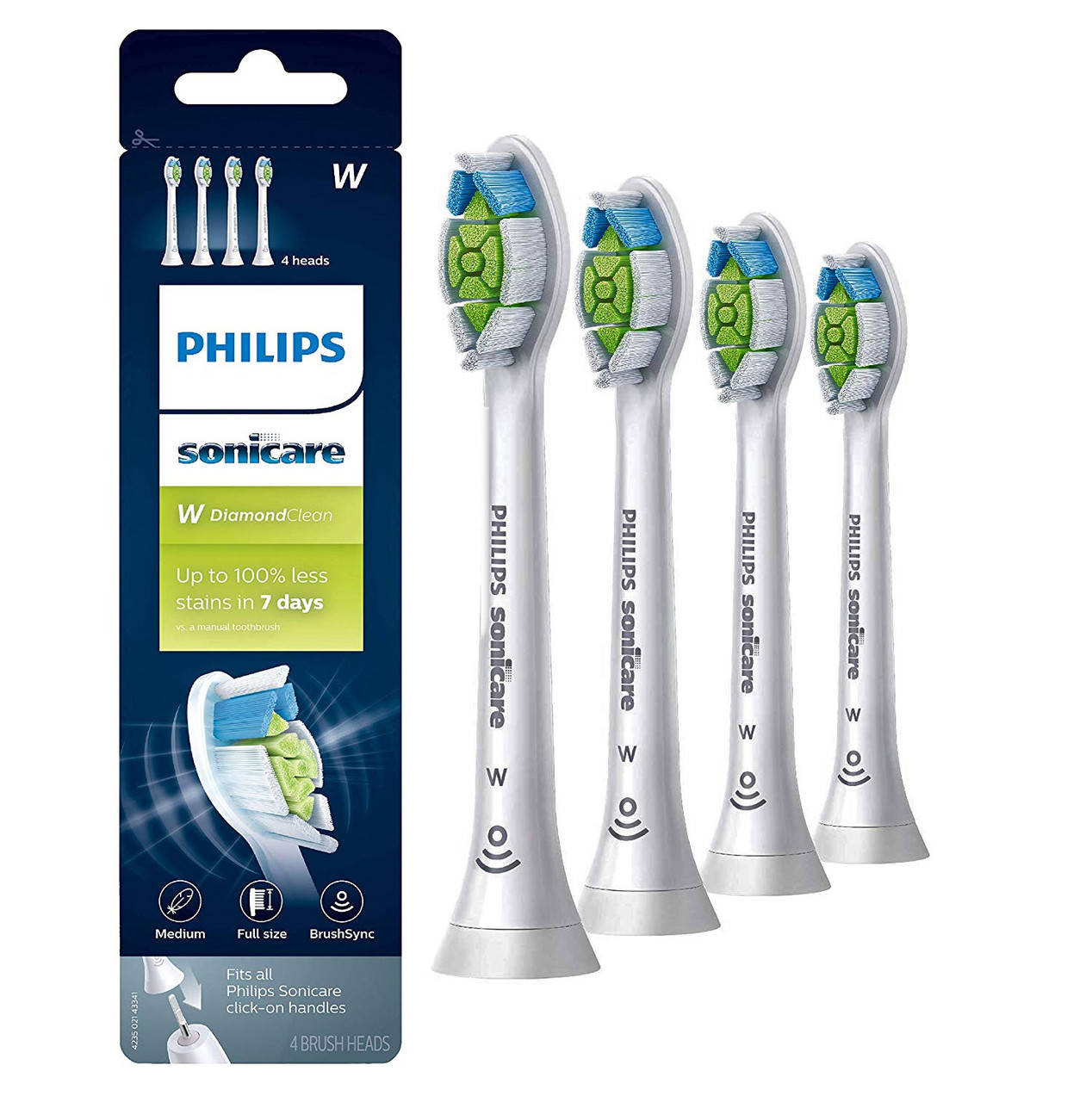 

Philips Sonicare DiamondClean сменные насадки для электро зубной щетки HX6064/65 технология BrushSync 4шт
