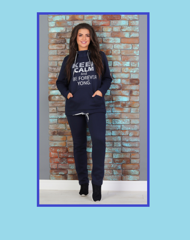 

Р-р 48, 50, 56, костюм теплый женский , кенгурушка и штаны , трехнитка, Синий