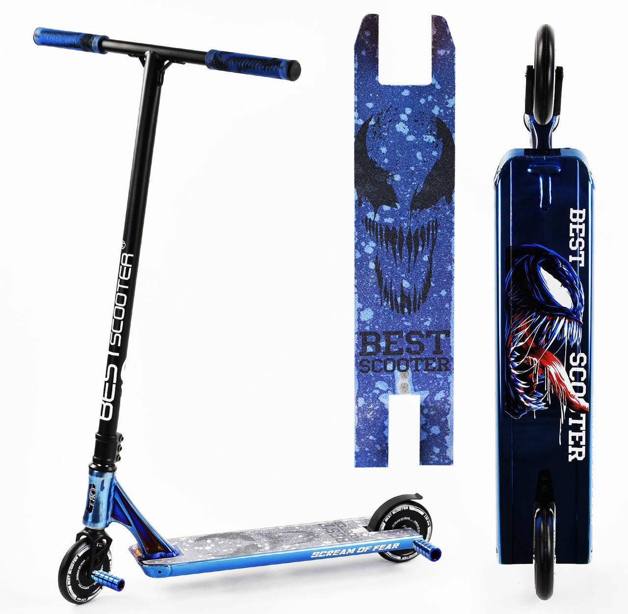 

Детский трюковый самокат Best Scooter SIMBIOTE HIC-система ПЕГИ синий цвет