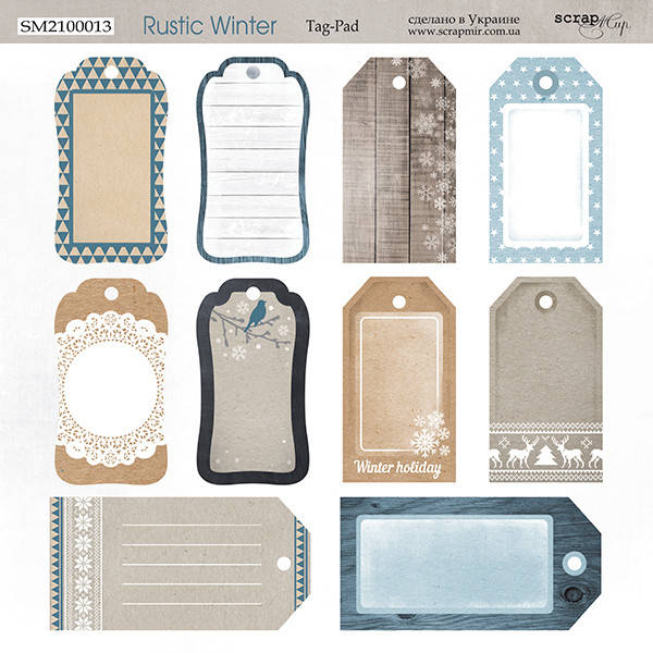 

Лист двусторонней бумаги 20х20см Tag-Pad Rustic Winter от Scrapmir, 1 шт