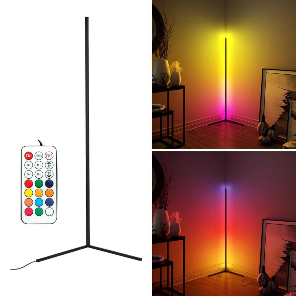 

Угловой напольный RGB LED торшер с пультом управления 140 см / Светодиодный торшер-лампа, Черный