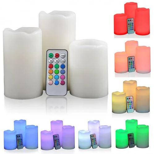 

Светодиодные свечи Led Candles 3 в 1 на 12 цветов + пульт ДУ. Цвет слоновая кость