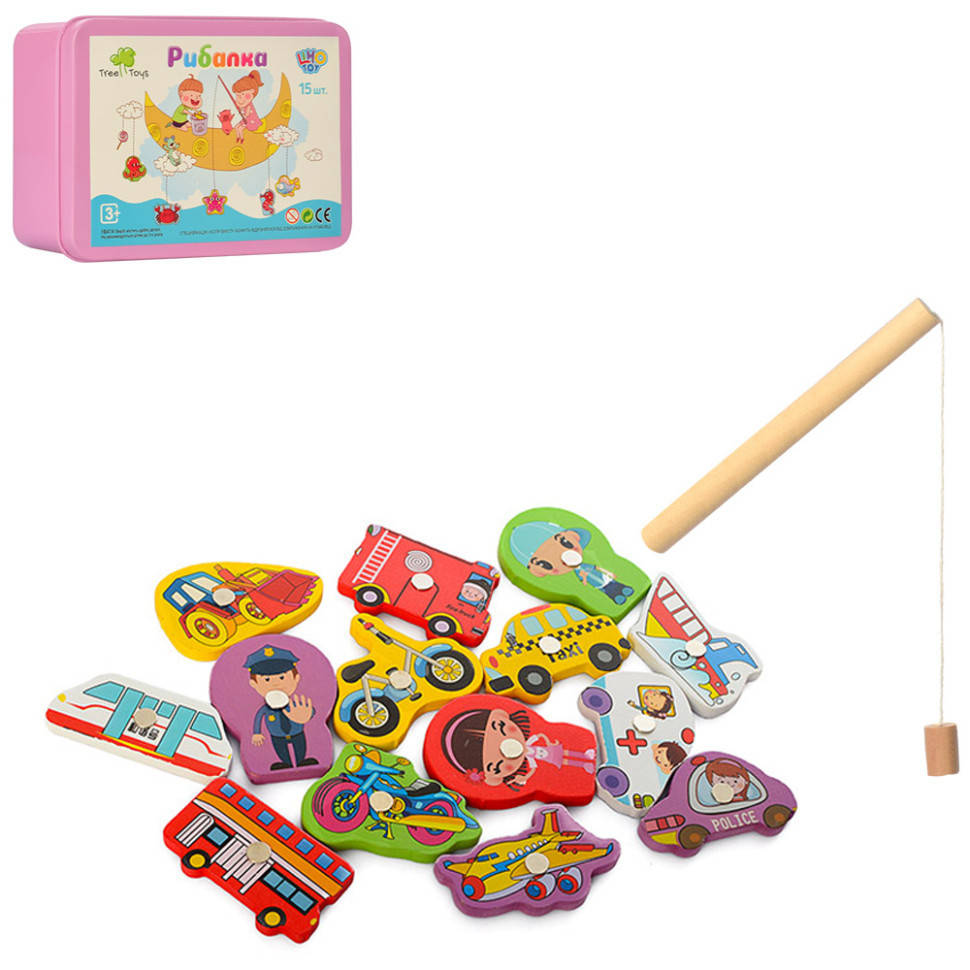 

Деревянная игрушка Рыбалка MD 0950-57, магнитные фигкуры, удочка (Транспорт)