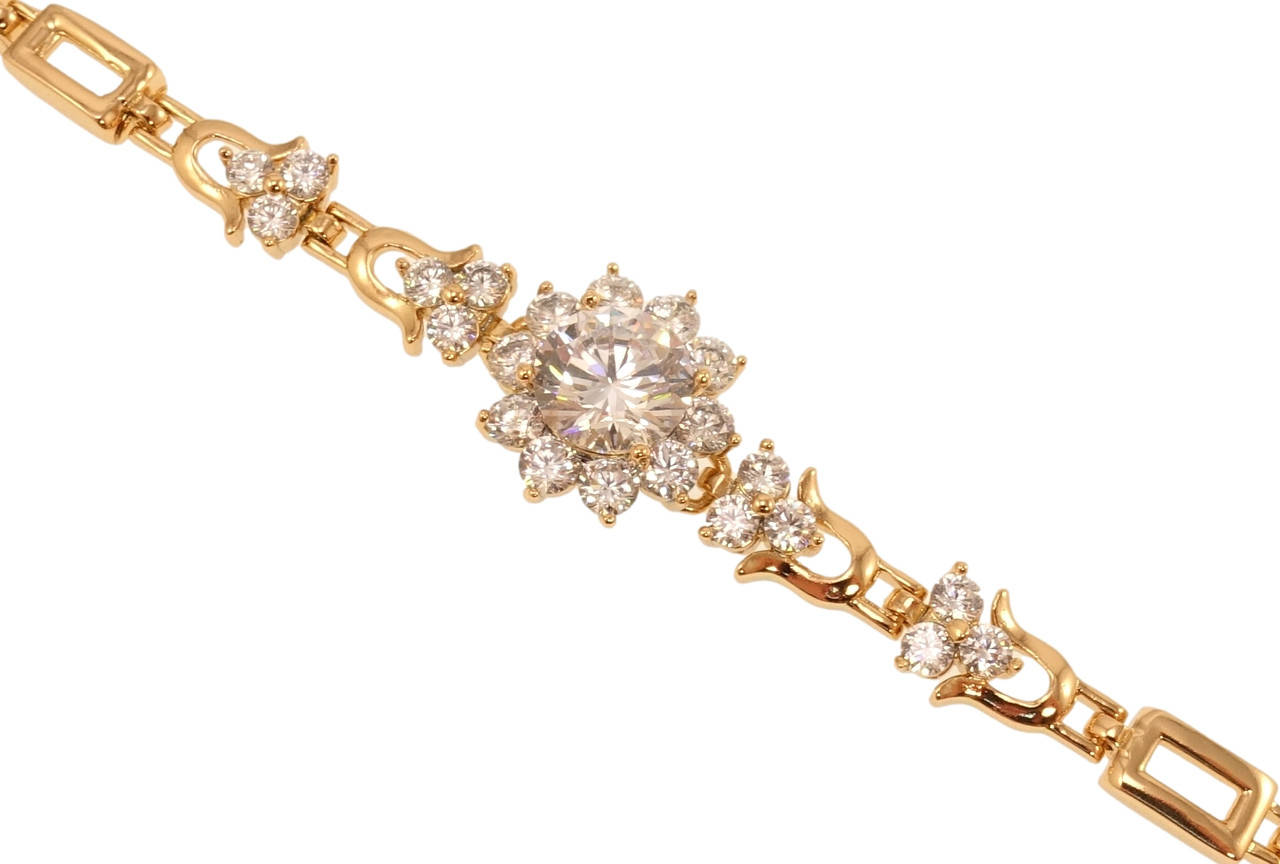 

Браслет Xuping Позолота 18K "Кристальные цветы" длина с доп.замком 17.5,19.5см х 5мм