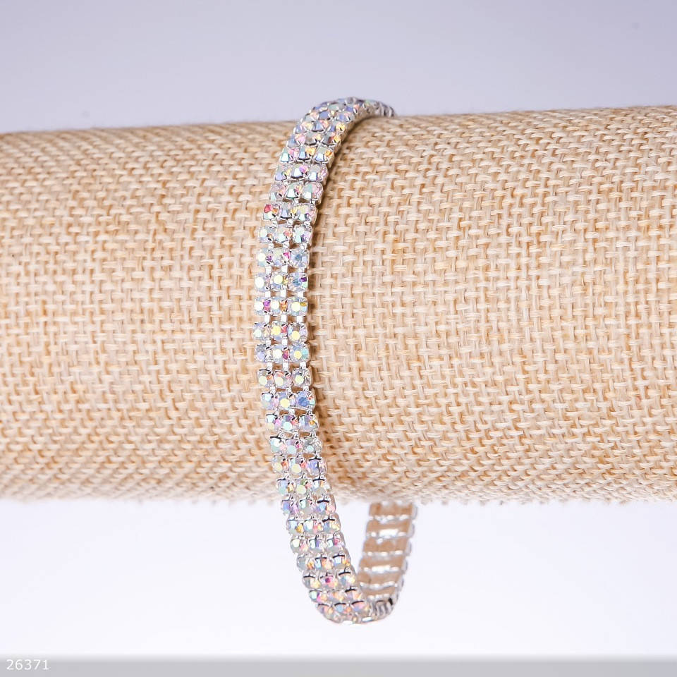 

Браслет стразовый трехрядный "хамелеон" b-7мм L-19см "серебро"