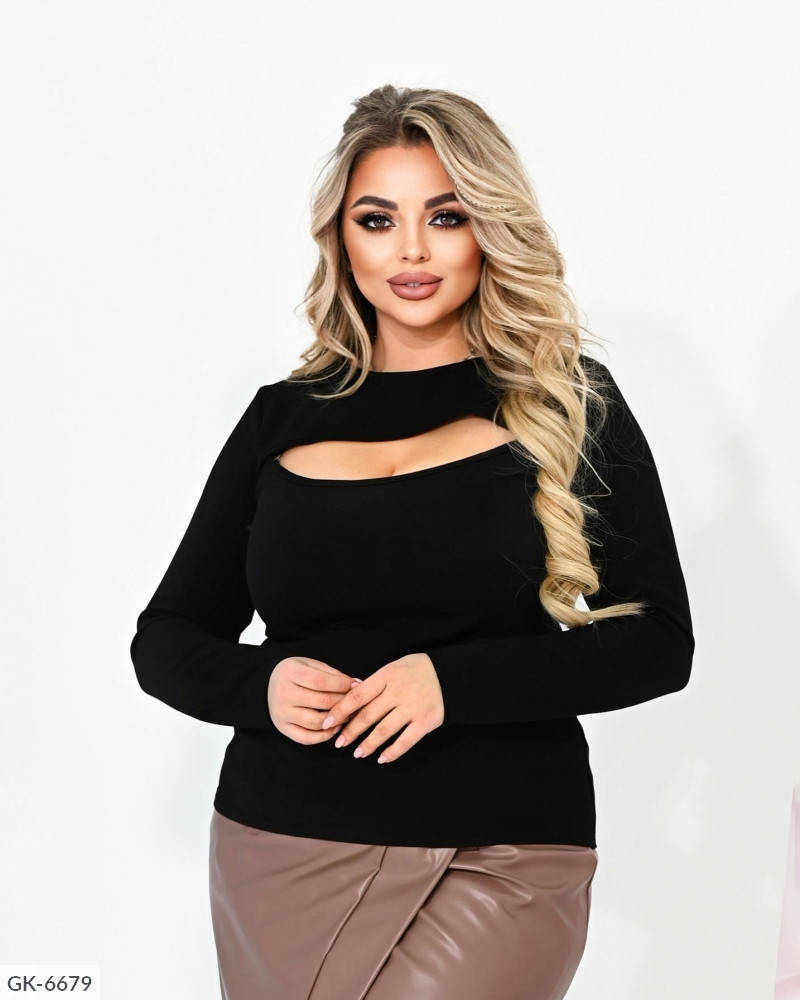 

Модная блуза с вырезом 50-52, 54-56, 58-60, 62-64 серебро, черный