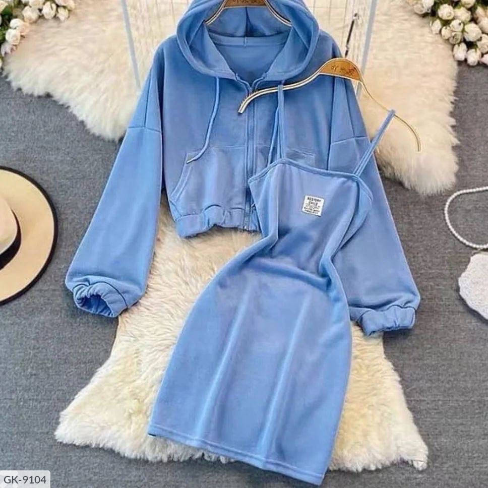 

Платье с кофтой 42-44, 46-48 голубой, белый, серый