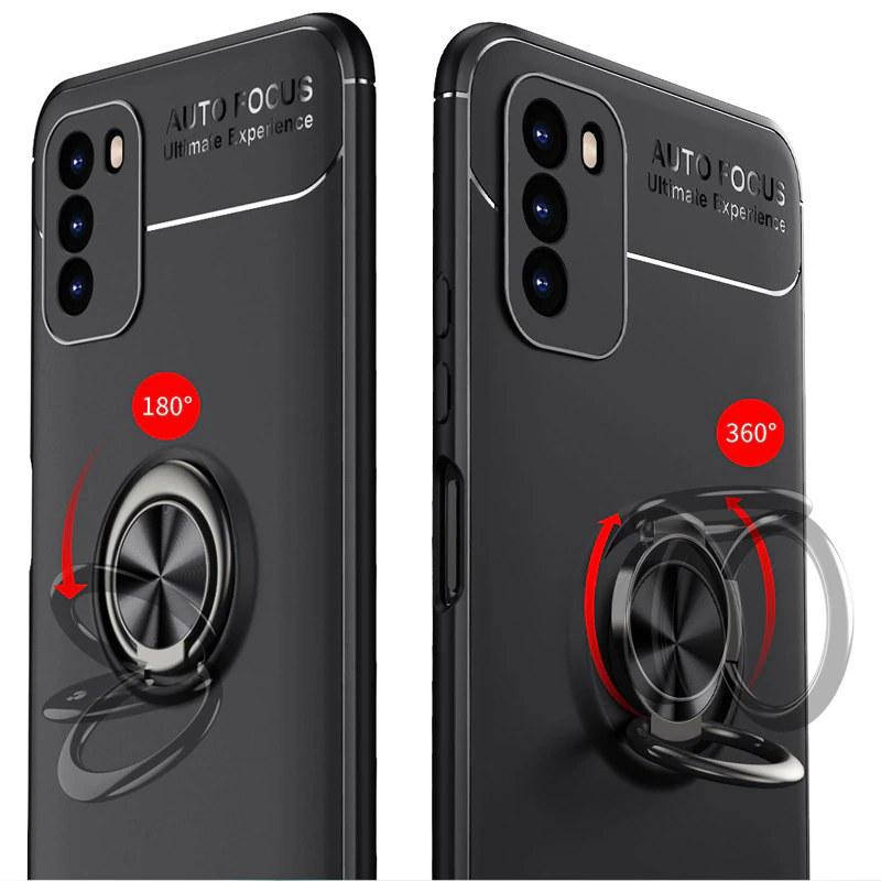 

Силиконовый чехол с кольцом подставкой для Poco M3 черный матовый
