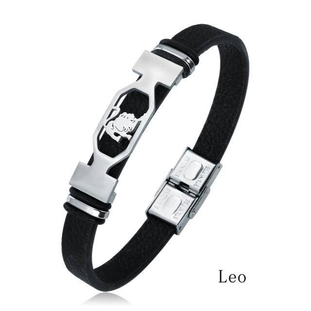 

Браслет кожаный «Знак зодиака» Лев, Leo (23 июля - 22 августа)
