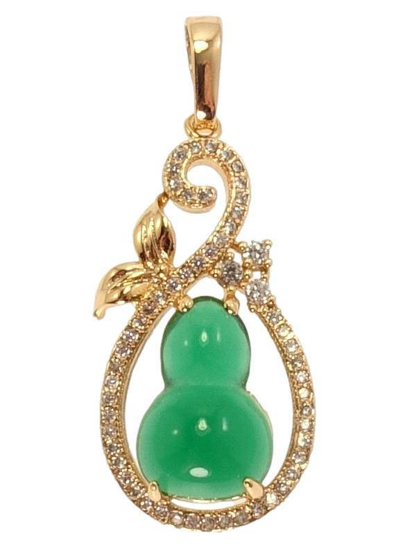 

Кулон Xuping Позолота 18K "Петелька с Завитком и Фигурной Зеленой Вставкой"