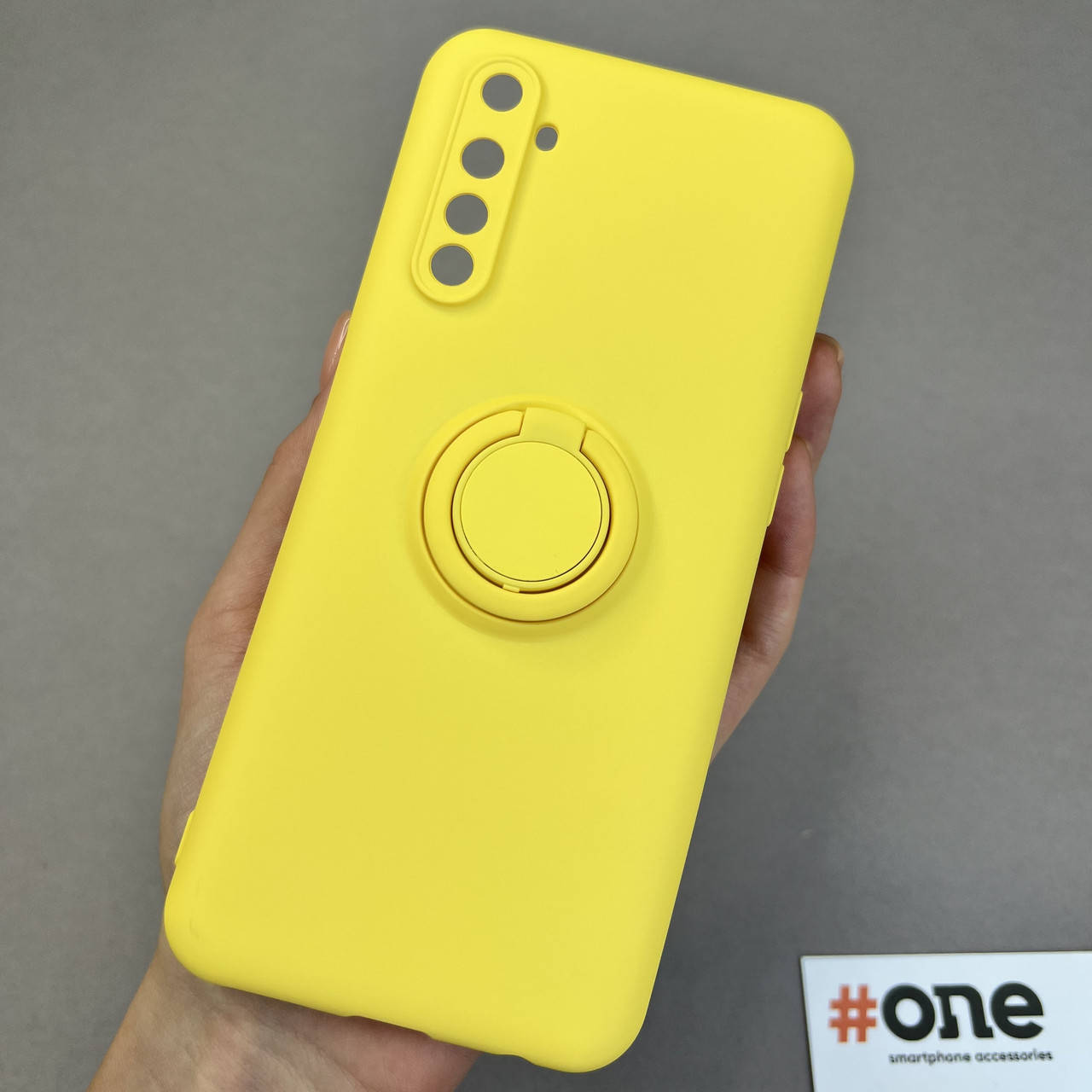 

Чехол для Realme 6 матовый с кольцом подставкой плотный чехол на телефон реалми 6 желтый HRG