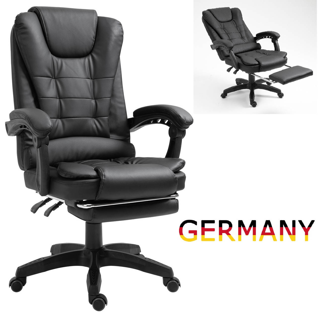 

Офисное кресло для руководителя с подставкой для ног Современый дизайн эко-кожа до 120кг ts-bs707 Черный C1