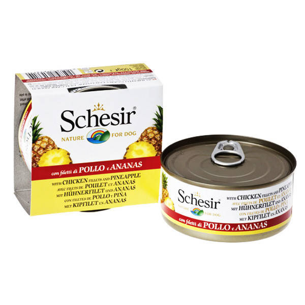 

Schesir Филе курица с ананасом, консерва для собак 150г