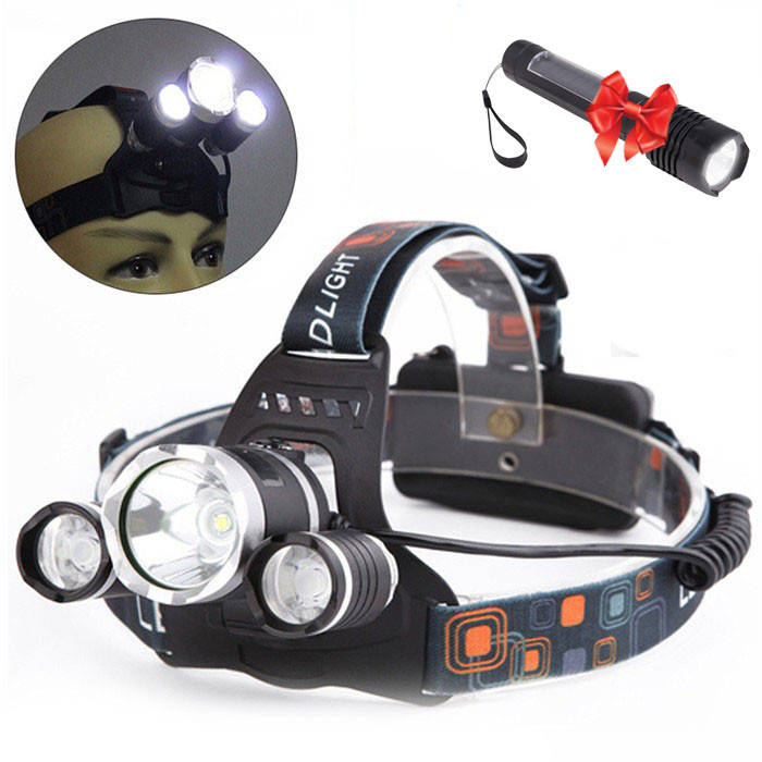 

Мощный налобный фонарь Bailong RJ 3000 +ПОДАРОК Ручной фонарик! / Налобный фонарик, Черный