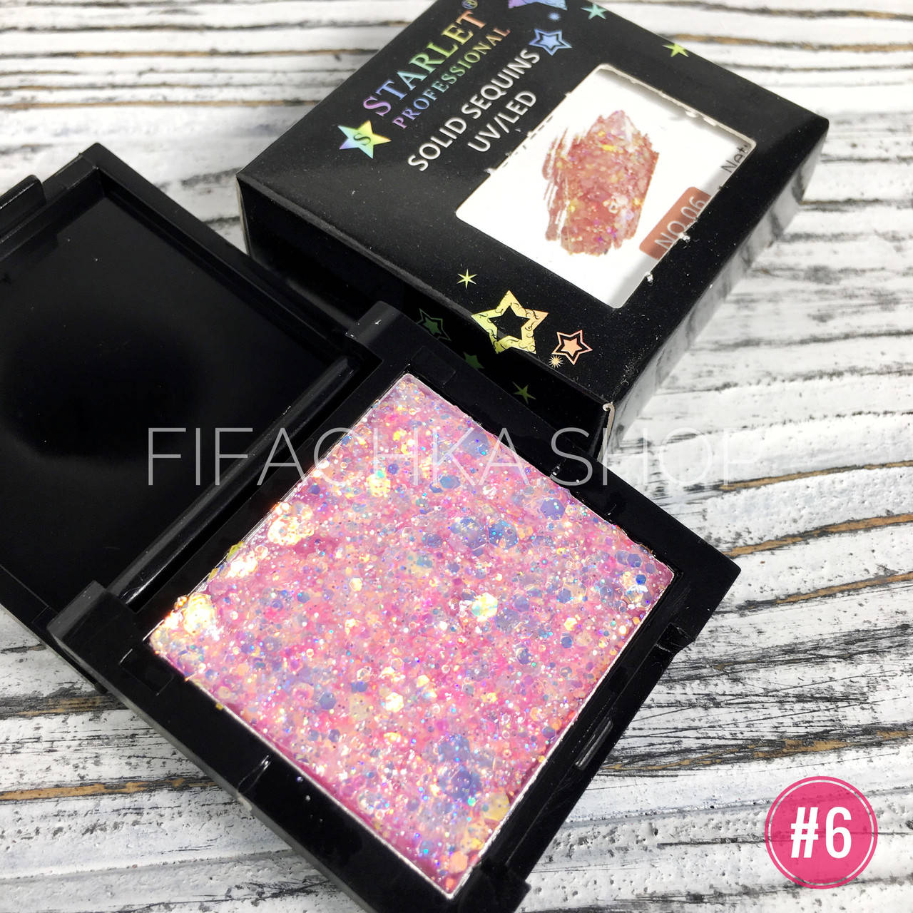

Глиттерный гель для дизайна ногтей в палетке Starlet Professional Solid Sequins 5 г №06