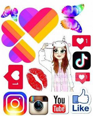 

Вафельна картинка для кондитерских виробів Likee, Instagram (лист А4) 62