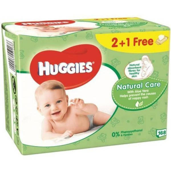 

Салфетки влажные Huggies Natural Care 2+1 (56 х 3 шт), 168 шт