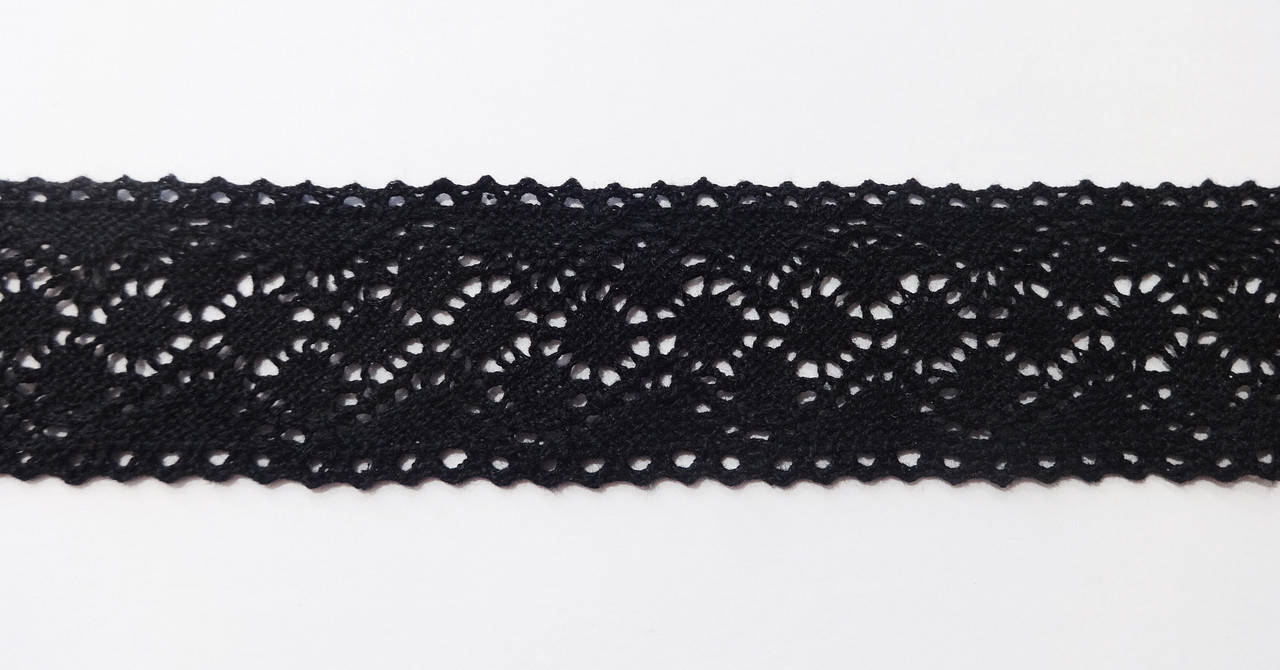 

Кружево лен 4 см черное (волна), Черный
