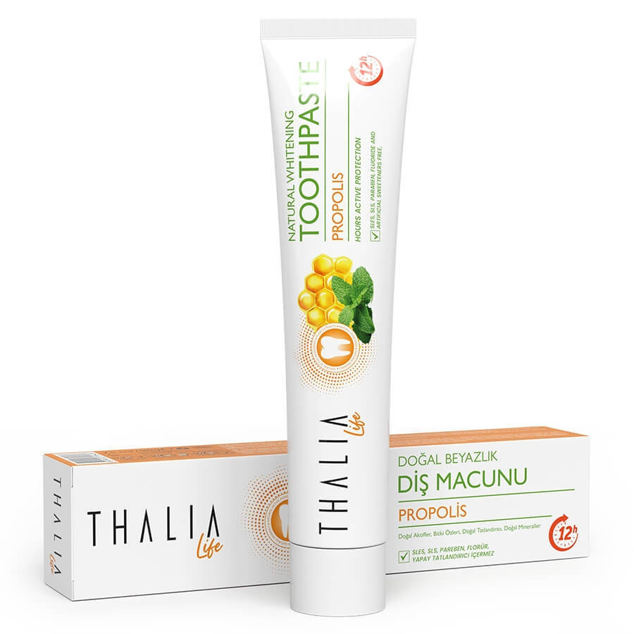 

Безсульфатная зубная паста отбеливающая c прополисом и мятой THALIA, 90 г