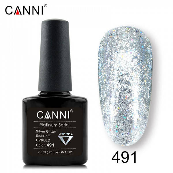 

Гель-лак жидкая фольга CANNI 491 голографическое серебро