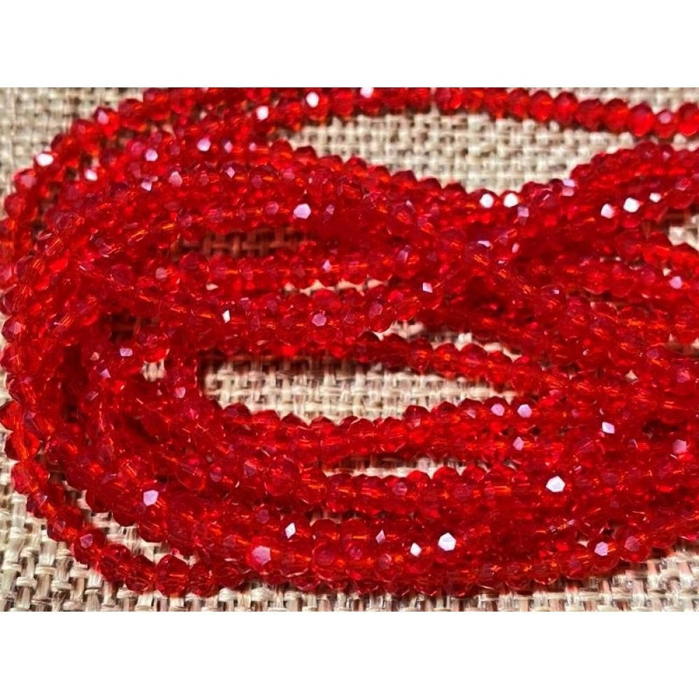 

(190 шт)Хрустальные бусины(рондель). Размер 2 мм. В упаковке прим.190 шт. цвет - светло-красный прозрачный