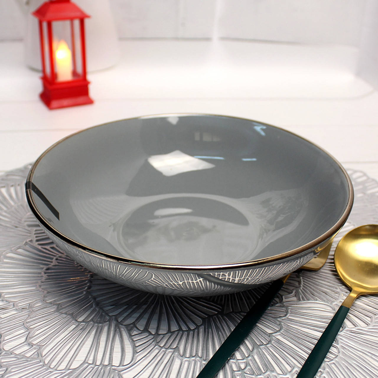 

Глубокая серая тарелка для первых блюд 20 см Ardesto Bagheria Pastel Grey, Темно-серый