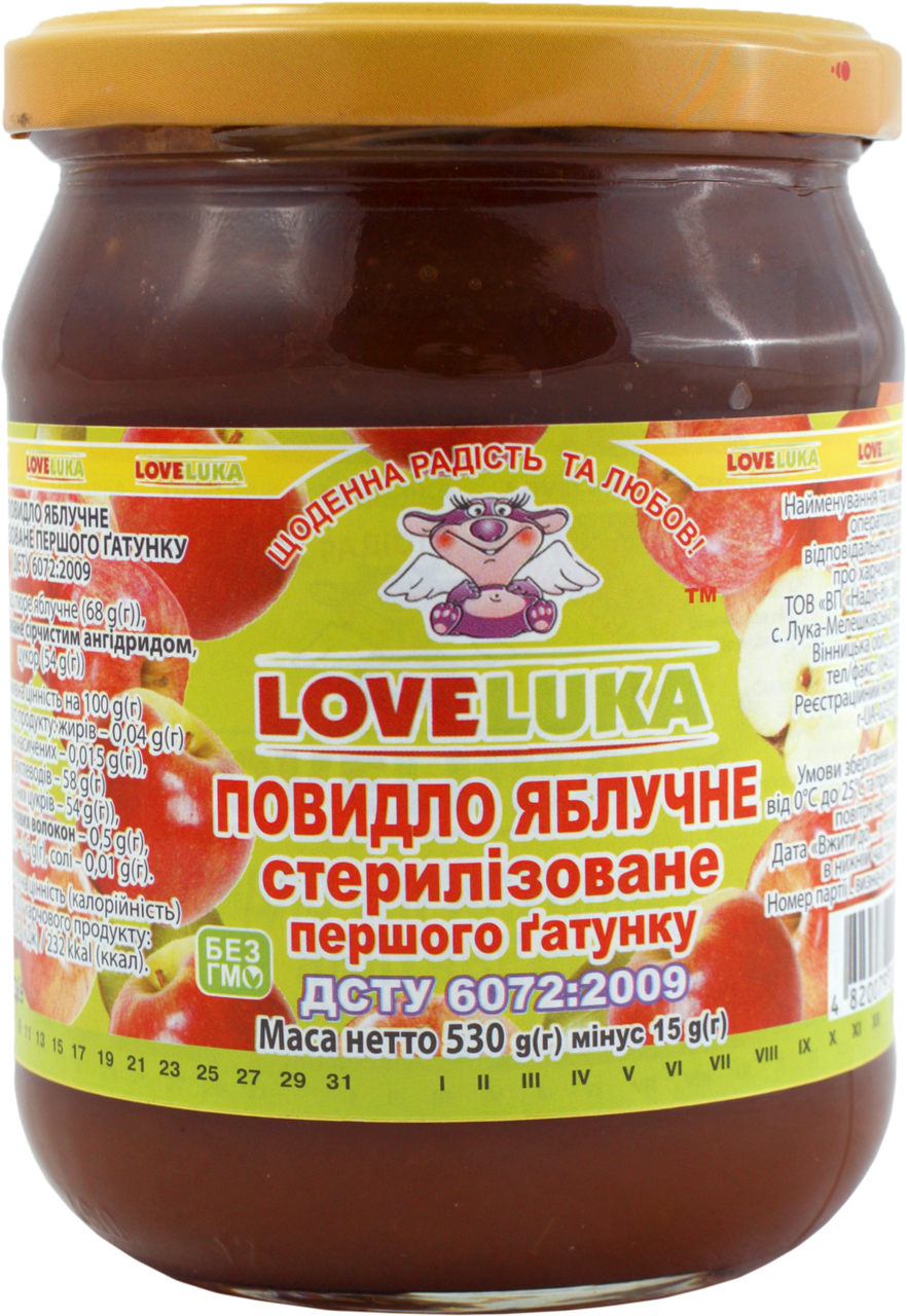 

Повидло яблочное стерилизованное, с/б 0,530 г LOVELUKA