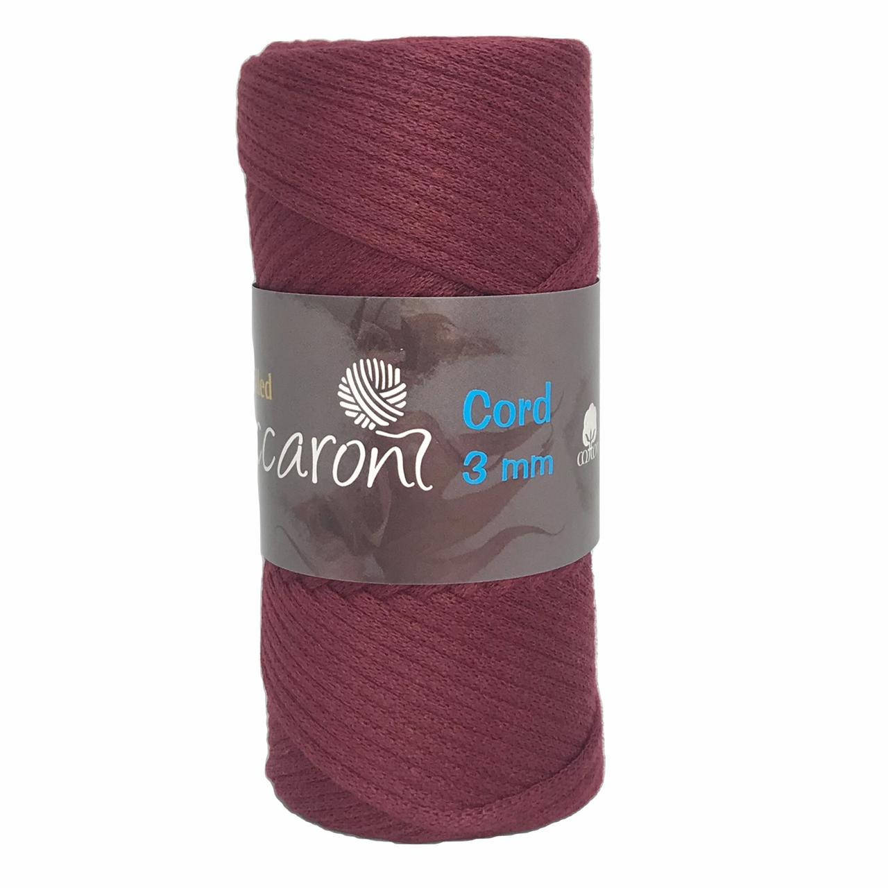 

Хлопковый шнур Cotton Filled Maccaroni с сердечником, 3 мм, бордо, Бордовый