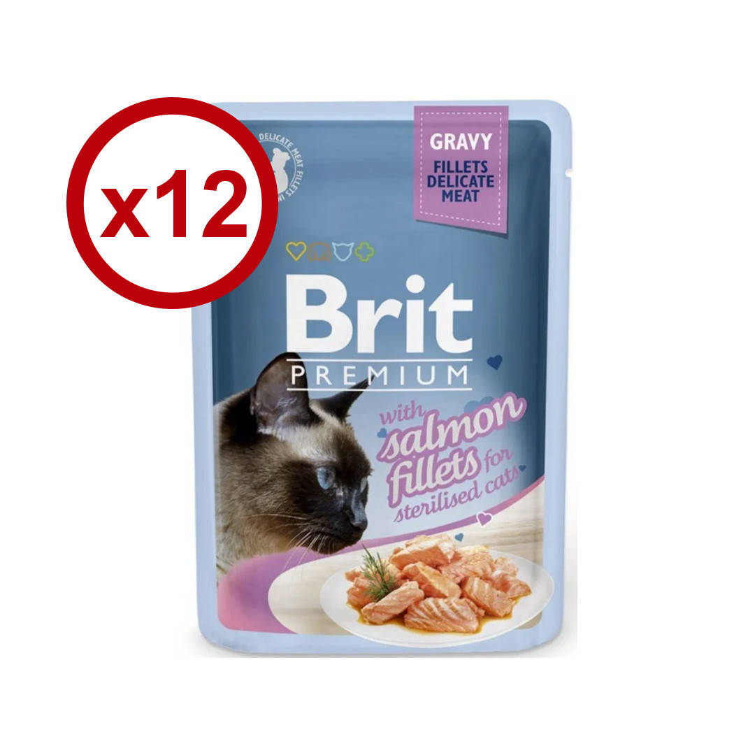 

Brit Premium 85г*12шт паучи для стерилизованных кошек (филе лосося в соусе)