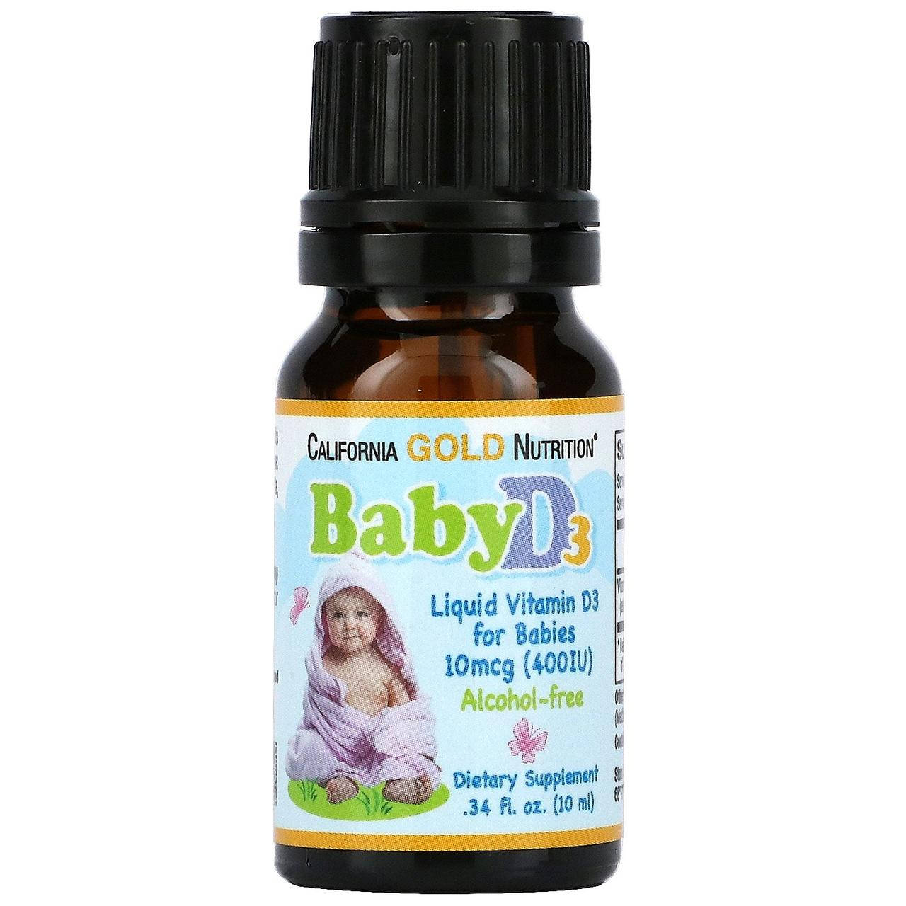 

Витамин Д3 для детей, в каплях, California Gold Nutrition, 400 МЕ (10 мкг), 10 мл (CGN-01034)