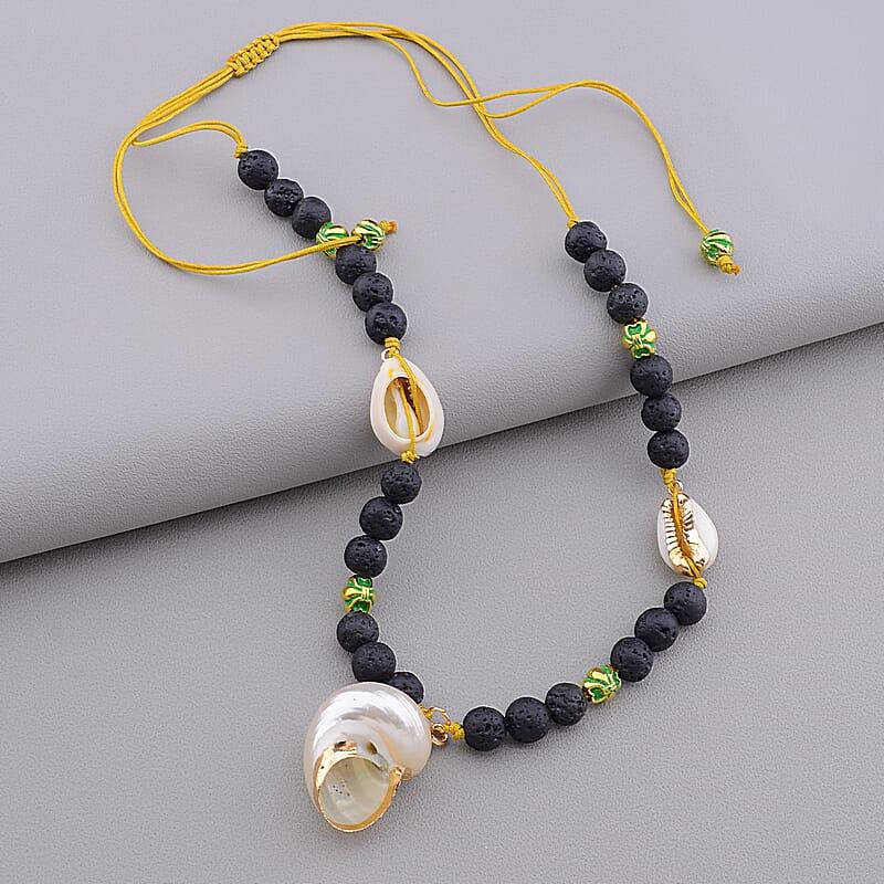 

Бусы из натурального камня Шунгит, Ракушка 45 см