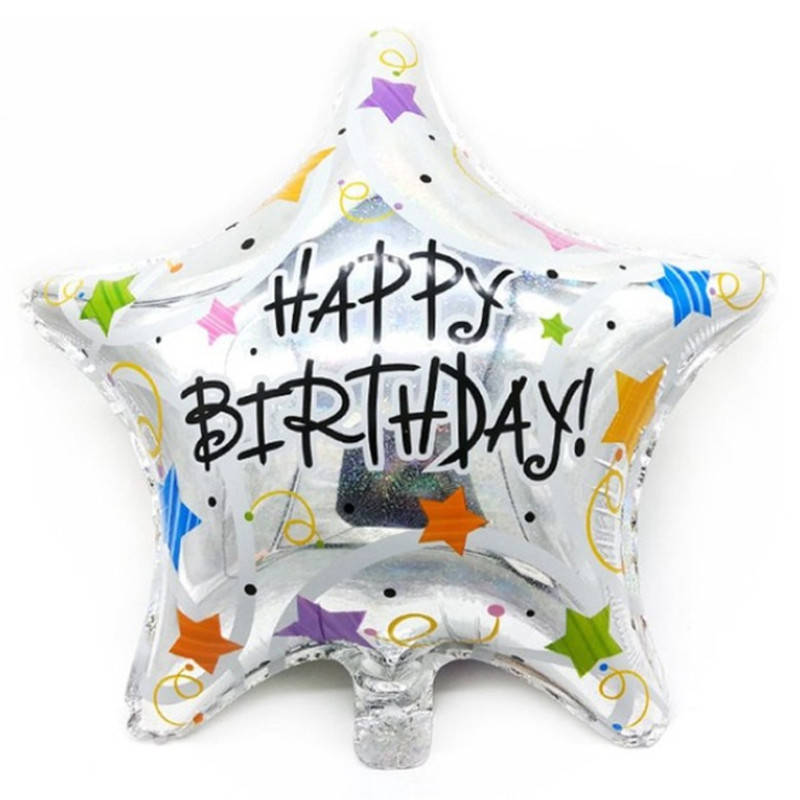 

Фольгированный шар звезда Happy Birthday серебро 18" Китай