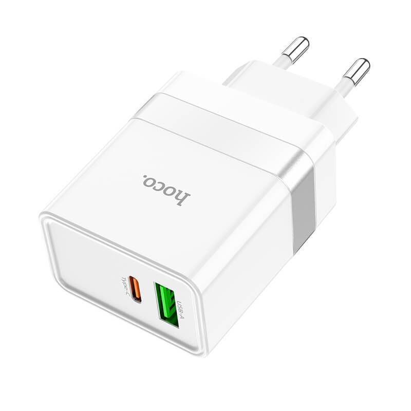 

Адаптер сетевой HOCO Extension speed charger N21 1 USB + 1 Type-C 30W, Белый