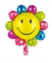 

Фольгированный мини-шар "Цветок смайлик" 42х37 см (Китай), Разные цвета