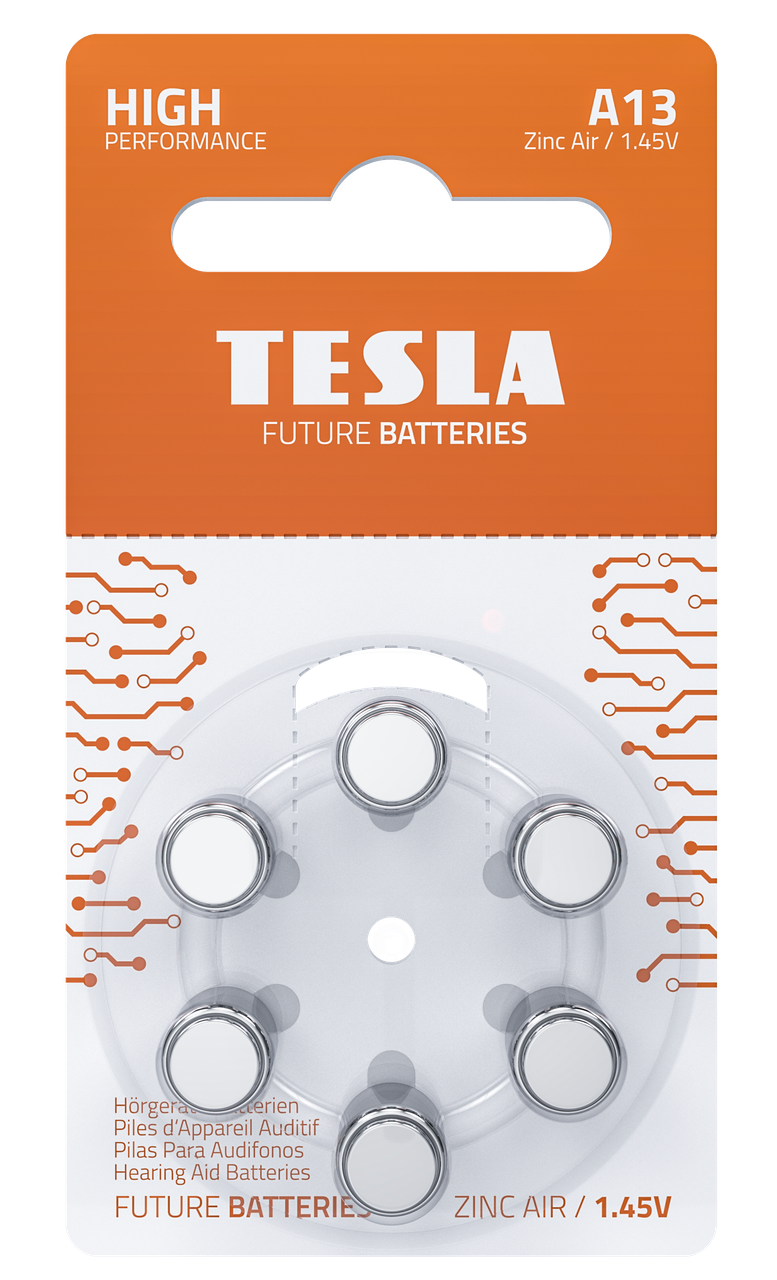 

Воздушно-цинковые батарейки TESLA Zinc Air A13 1,45 V 6 шт
