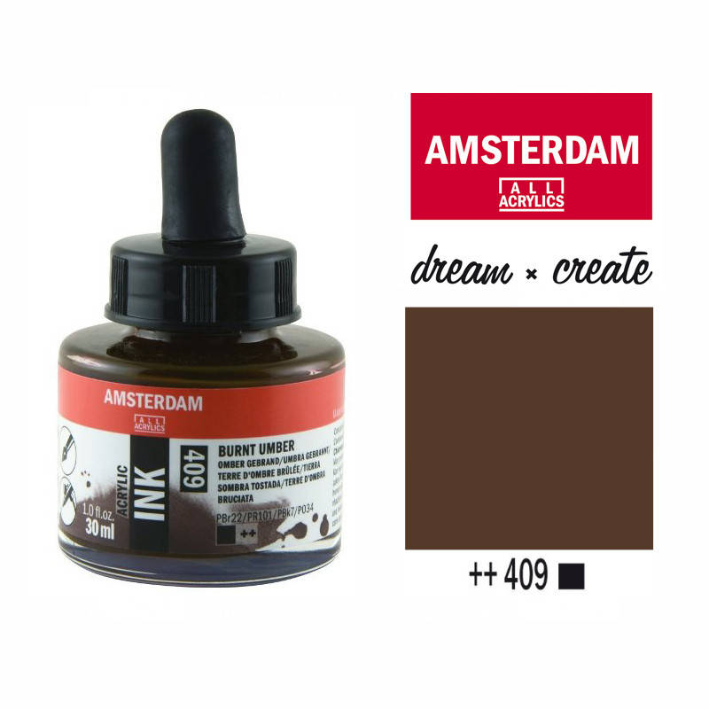 

Тушь акриловая AMSTERDAM INK, (409) Умбра жженая, 30мл, Royal Talens