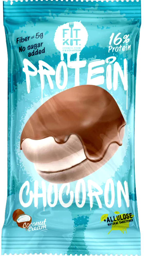 

Протеиновый макарон в глазури Fit Kit Protein CHOCORON Кокосовый Крем (30 грамм)