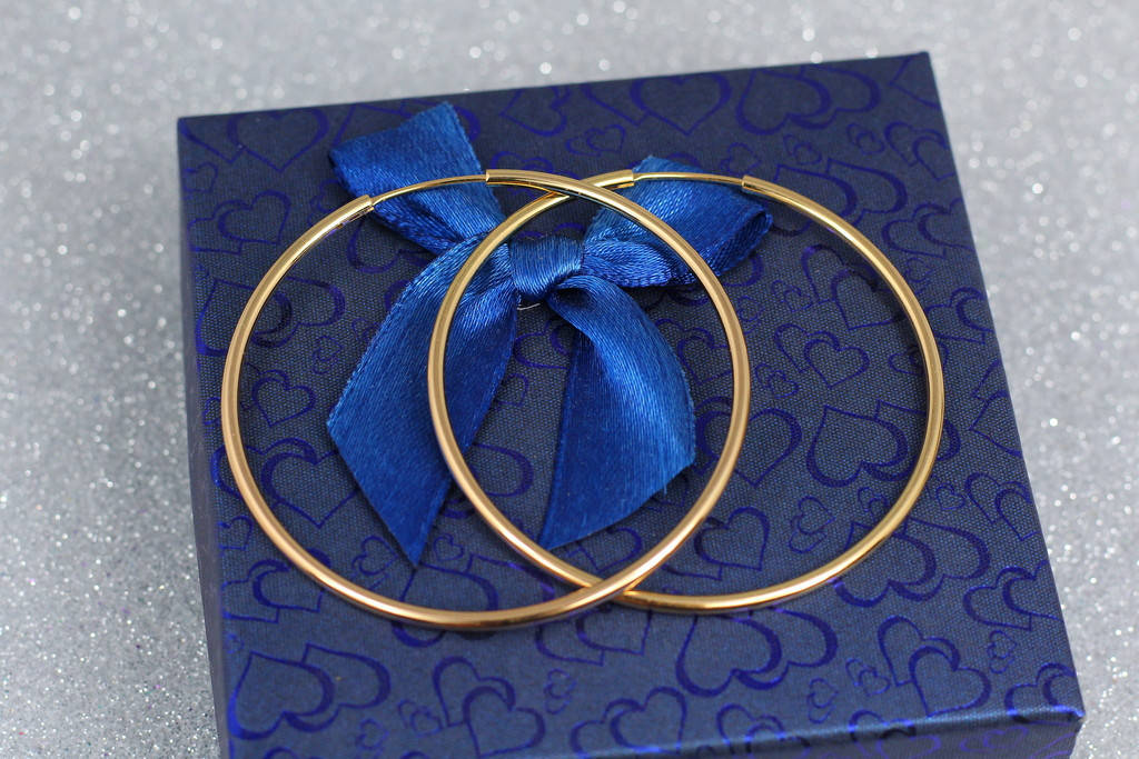 

Серьги кольца Xuping Jewelry гладкие 5,5 см золотистые