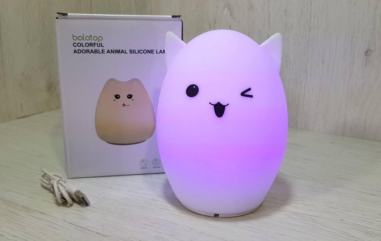 

Светильник ночник Cat Silicone Кот силиконовый антистрес ЛАМПА., Белый
