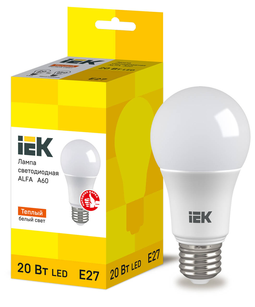 

Лампа LED ALFA A60 шар 20Вт 230В 3000К E27 IEK (LLA-A60-20-230-30-E27)