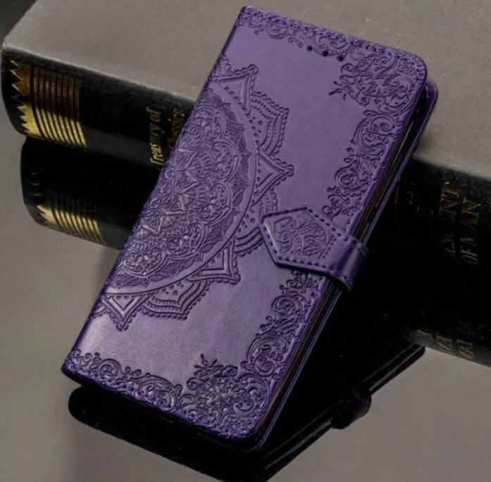 

Чехол книжка Mandala для Xiaomi Redmi 9T кожаный (Разные цвета) Фиолетовый