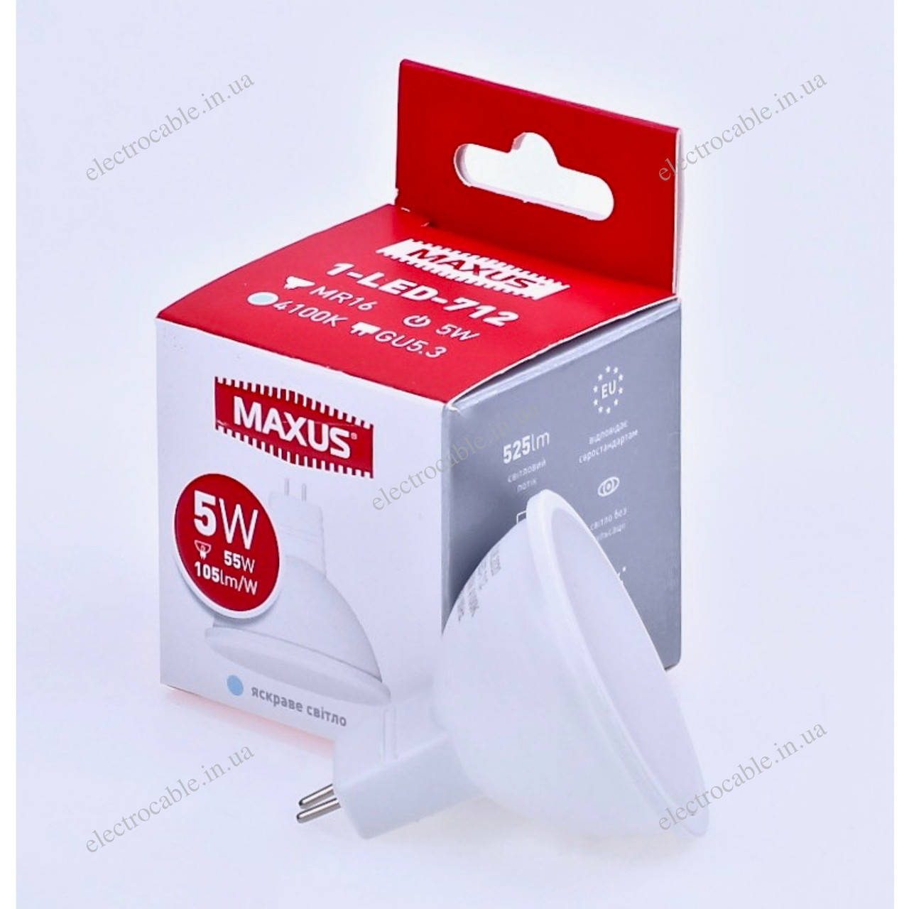 

Лампа светодиодная MAXUS 1-LED-712 MR16 5W 4100K 220V GU5,3