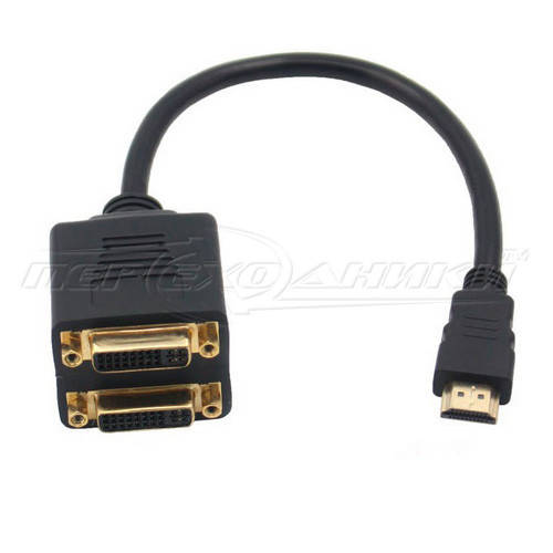 

Пассивный Splitter HDMI (M) to 2x DVI (24+5) (F), Черный