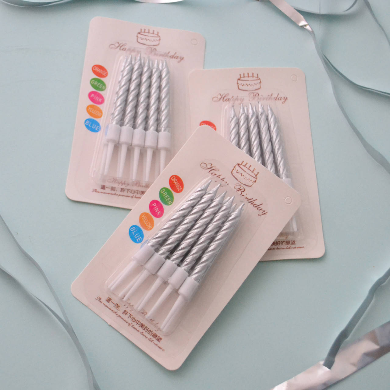 

Свечи для торта прямые серебро 10 шт.