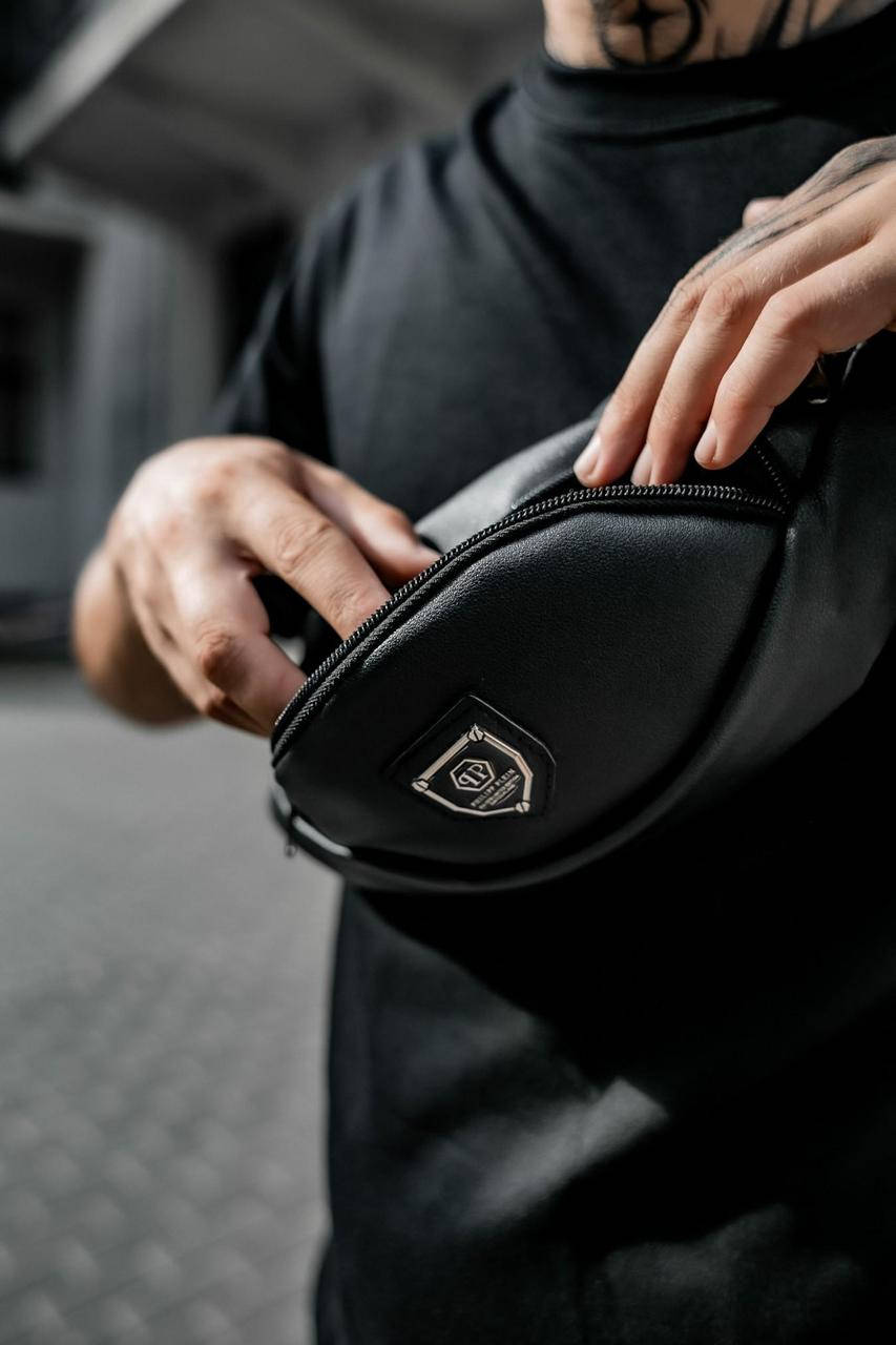 

Бананка кожзам Philipp Plein черная (П1Б), Черный